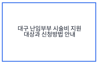 대구 난임부부 시술비 지원 대상과 신청방법 안내