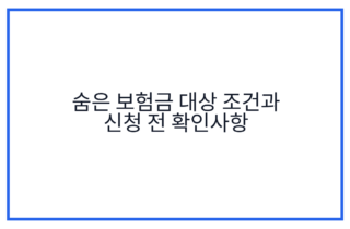 숨은 보험금 대상 조건과 신청 전 확인사항