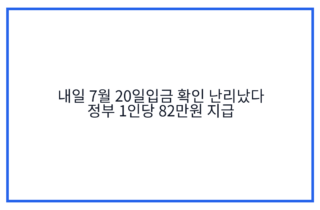 내일 7월 20일입금 확인 난리났다 정부 1인당 82만원 지급