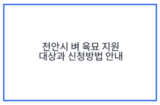 천안시 벼 육묘 지원 대상과 신청방법 안내