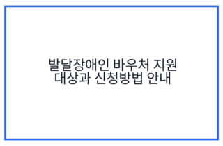 발달장애인 바우처 지원 대상과 신청방법 안내