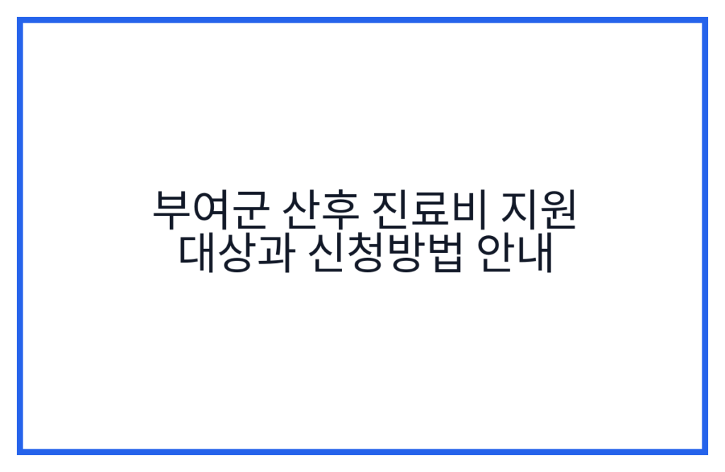 부여군 산후 진료비 지원 대상과 신청방법 안내