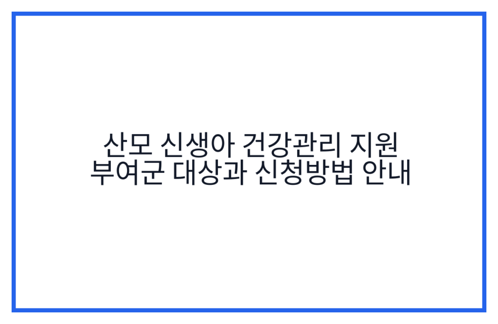 산모 신생아 건강관리 지원 부여군 대상과 신청방법 안내