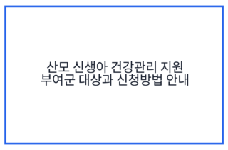 산모 신생아 건강관리 지원 부여군 대상과 신청방법 안내