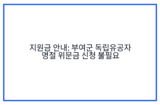 지원금 안내: 부여군 독립유공자 명절 위문금 신청 불필요
